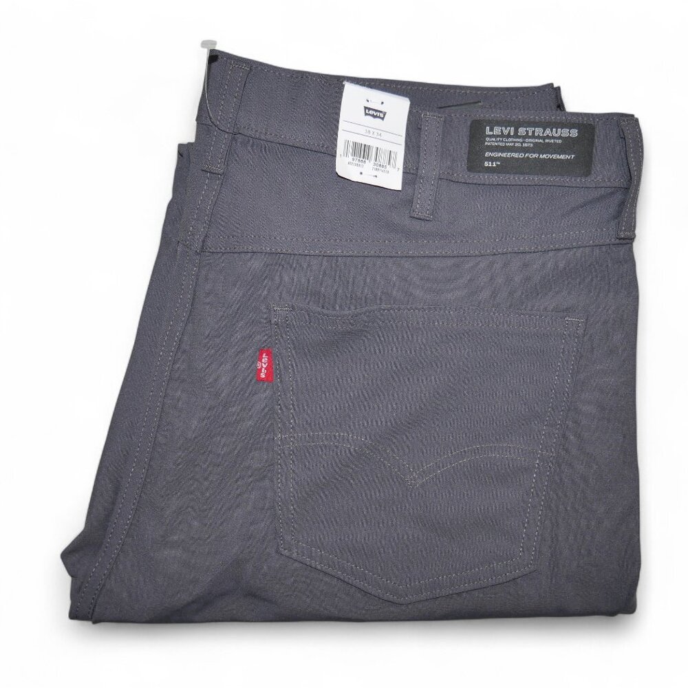 Levi's 511 Slim Fit Tech Pants Men's Size 38x34 Performance Stretch Gray NWT